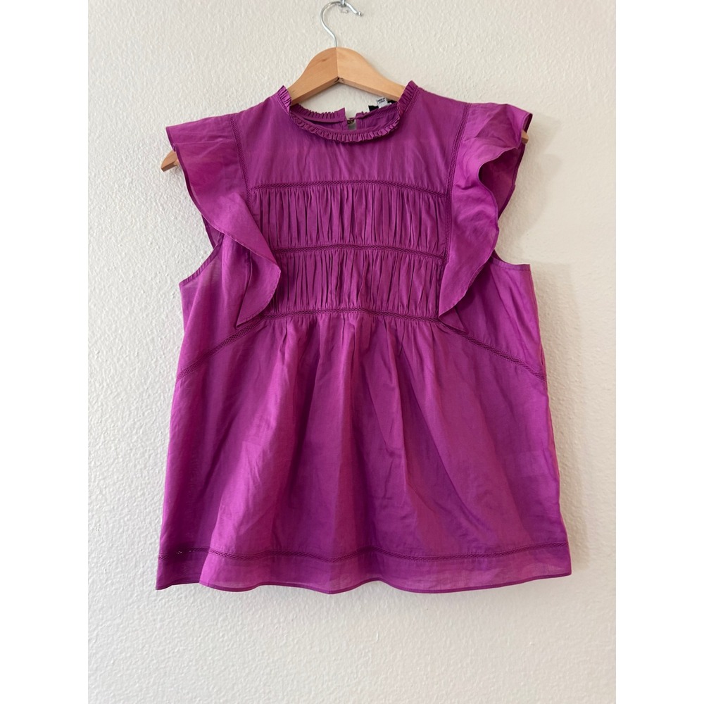 Rails Filomena Top Pintuck Ruffle Flutter Sleeve XXS Berry Purple‎ Excellent